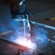 Automatic welding robot welding on steel plates