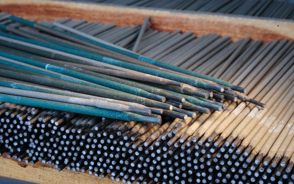 Close up view of various welding rods