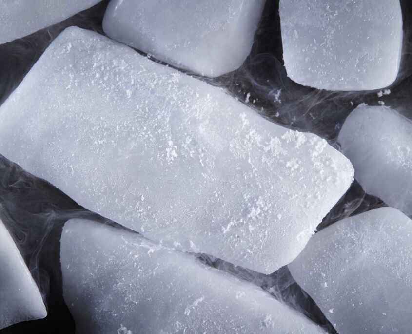 Overhead view of large bricks of dry ice