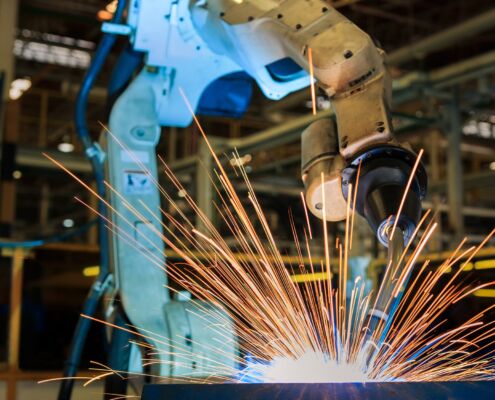 obot welding auto part in factory