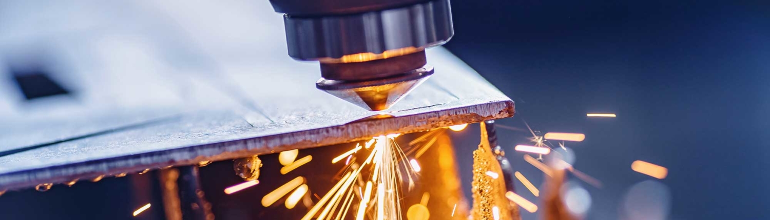 Close up view of welding equipment during the process