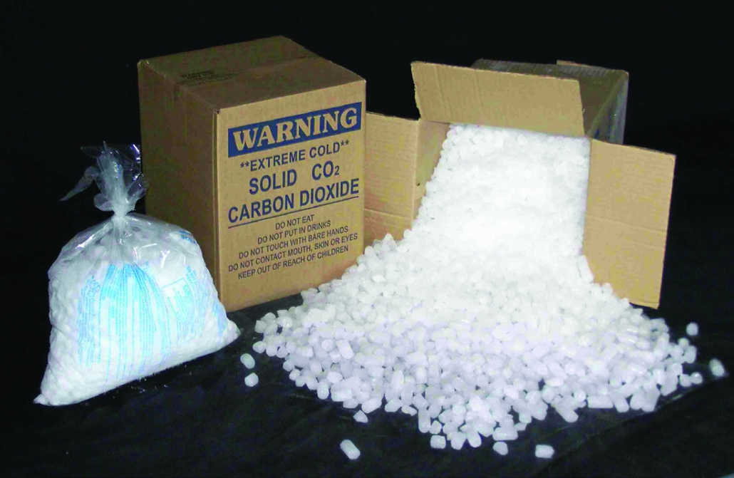 close up of boxes of opened dry ice