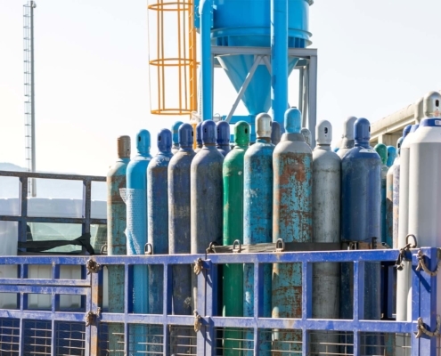 Industrial Size Gas Bottles on a truck