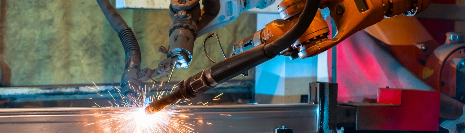 two arms of a cobot welding system