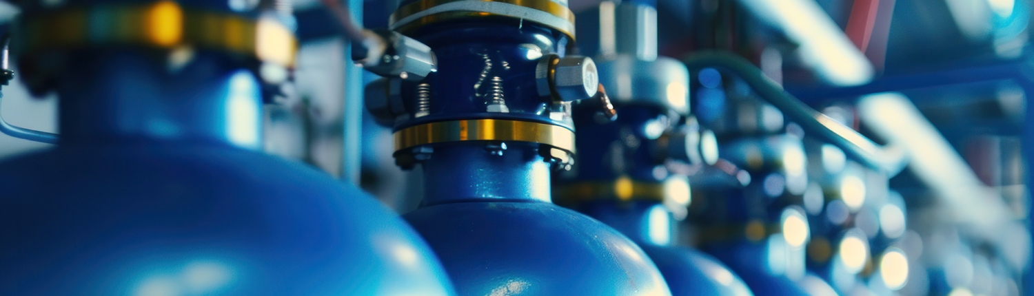 Side view of blue gas tanks Side view of blue gas tanks