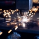 CNC Laser cutting of metal close up