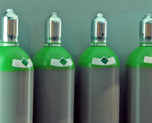 gas cylinders, green and grey
