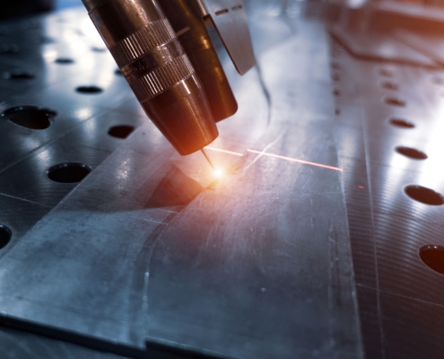 Arc welding robot. Example of working with a laser pointer