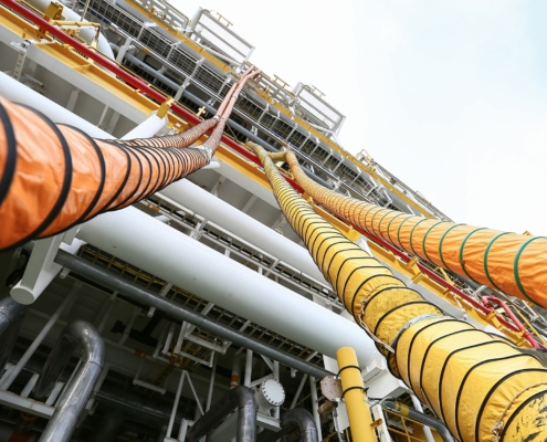 Hose line installed in oil and gas process and purge nitrogen gas