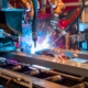 Welding automation machine in a shop