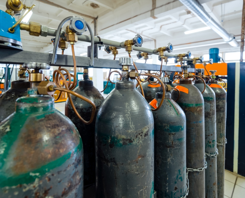 sideview of gas tank cylinders