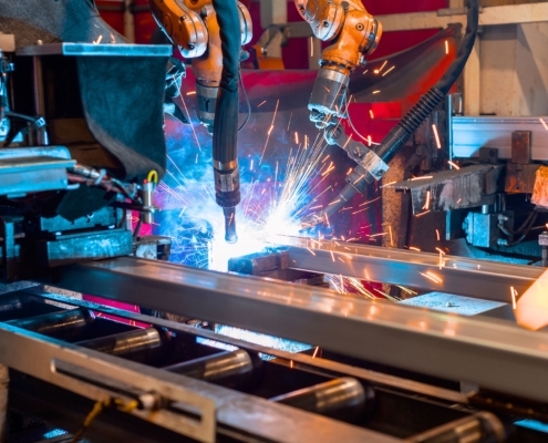 Welding automation machine in a shop