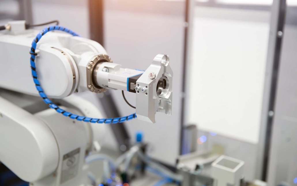 Automated material handling machine in white